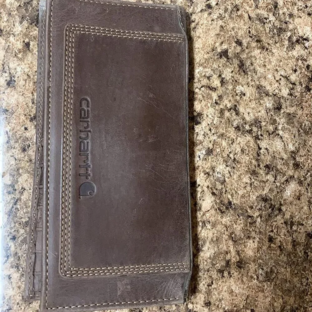 Carhartt Men's Rugged Leather Triple Stitch Wallet Available in Multiple Colors